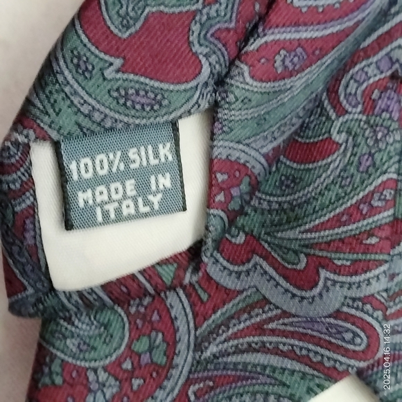 Paisley Tie Necktie Christopher Hayes Silk Burgundy Gray Made In Italy Formal - Picture 3 of 8